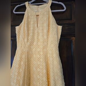 White House Black Market Yellow Backless Lace Dress